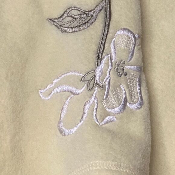 Vintage Izod Yellow Fleece Full Zip Jacket Embroidered Flower Leaf Women Medium - Picture 8 of 12